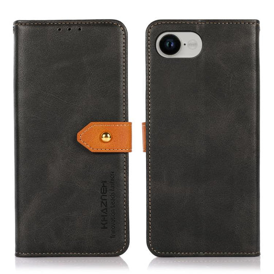 KHAZNEH Dual-color Cowhide Texture Flip Leather Phone Case, For iPhone 16e, For iPhone 16 Pro Max, For iPhone 16 Pro, For iPhone 16 Plus, For iPhone 16, For iPhone 15 Pro Max, For iPhone 15 Pro, For iPhone 15 Plus