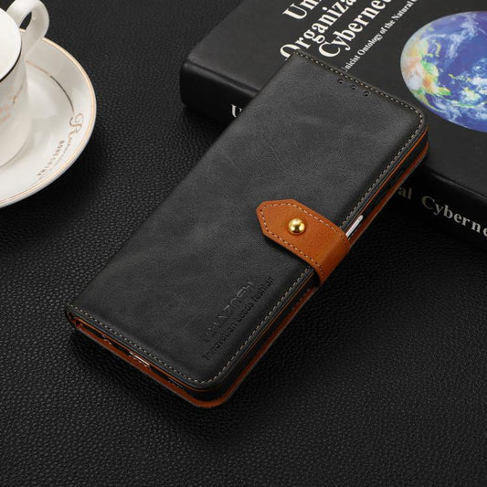 KHAZNEH Dual-color Cowhide Texture Flip Leather Phone Case, For iPhone 16e, For iPhone 16 Pro Max, For iPhone 16 Pro, For iPhone 16 Plus, For iPhone 16, For iPhone 15 Pro Max, For iPhone 15 Pro, For iPhone 15 Plus