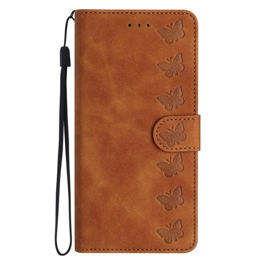 Seven Butterflies Embossed Leather Phone Case, For iPhone 16e, For iPhone 16 Pro Max, For iPhone 16 Pro, For iPhone 16 Plus, For iPhone 16