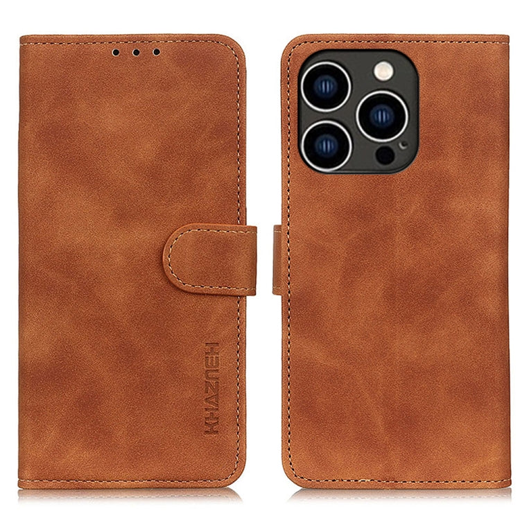 KHAZNEH Retro Texture Leather Phone Case, For iPhone 16 Pro Max, For iPhone 16 Pro, For iPhone 16 Plus, For iPhone 16, iPhone 16e, For iPhone 15 Pro Max, For iPhone 15 Pro, For iPhone 15 Plus