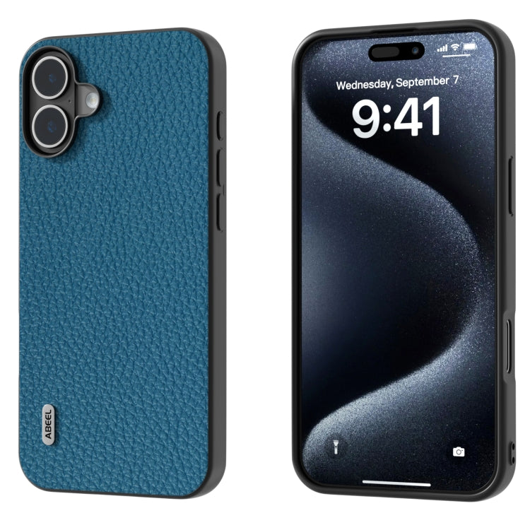 ABEEL Genuine Leather Litchi Texture Phone Case, For iPhone 16 Pro Max, For iPhone 16 Pro, For iPhone 16 Plus, For iPhone 16, For iPhone 15 Pro Max, For iPhone 15 Pro, For iPhone 15 Plus, For iPhone 15