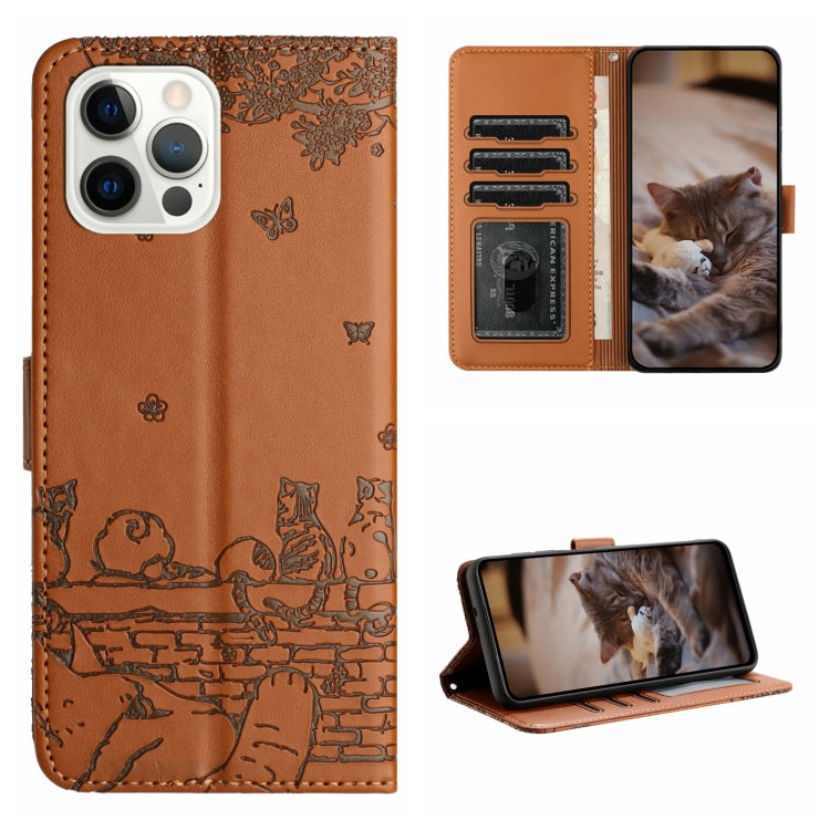 Cat Embossing Pattern Leather Phone Case with Lanyard, For iPhone 12, For iPhone 12 Pro Max, For iPhone 12 mini, For iPhone 11 Pro Max, For iPhone 11, For iPhone 11 Pro