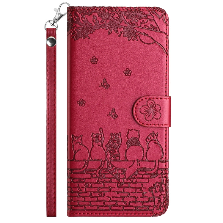 Cat Embossing Pattern Leather Phone Case with Lanyard, For iPhone 14 Pro Max, For iPhone 7 / 8 / SE 2020 / SE 2022, For iPhone 13 Pro Max, For iPhone 13 Pro, For iPhone 13, For iPhone 13 mini