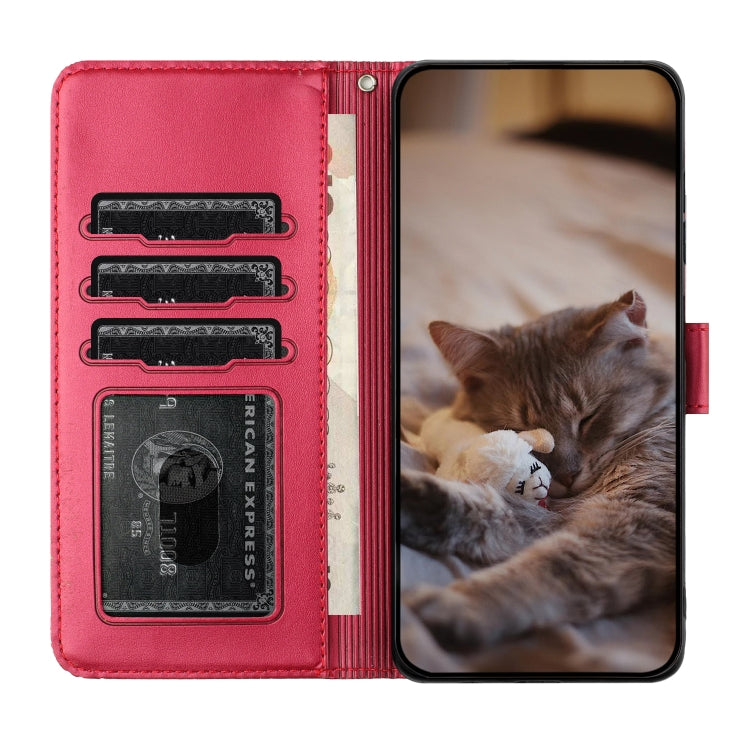 Cat Embossing Pattern Leather Phone Case with Lanyard, For iPhone 15 Pro, For iPhone 15 Plus, For iPhone 15, For iPhone 14 Plus, For iPhone 14, For iPhone 14 Pro