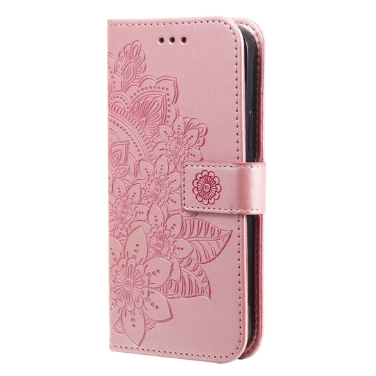 Seven-petal Flowers Embossing Leather Phone Case, For iPhone 15 Pro, For iPhone 15 Plus, For iPhone 15