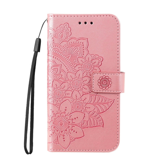 Seven-petal Flowers Embossing Leather Phone Case, For iPhone 16 Pro Max, For iPhone 16 Pro, For iPhone 16 Plus, For iPhone 16, For iPhone 16e, For iPhone 15 Pro Max