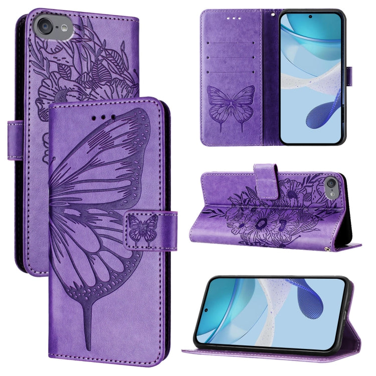 Embossed Butterfly Leather Phone Case, For iPhone 15, For iPod Touch 7 / 6 / 5