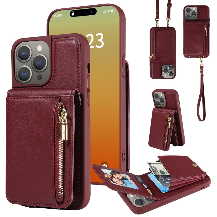 Crossbody Lanyard Zipper Wallet Leather Phone Case, For iPhone 16 Pro Max, For iPhone 16 Pro, For iPhone 16 Plus, For iPhone 16, For iPhone 15 Pro Max, For iPhone 15 Pro