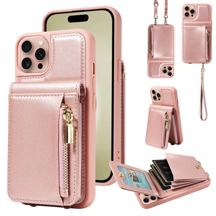 Crossbody Lanyard Zipper Wallet Leather Phone Case, For iPhone 16 Pro Max, For iPhone 16 Pro, For iPhone 16 Plus, For iPhone 16, For iPhone 15 Pro Max, For iPhone 15 Pro