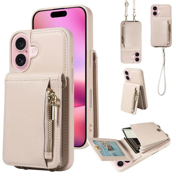 Crossbody Lanyard Zipper Wallet Leather Phone Case, For iPhone 16 Pro Max, For iPhone 16 Pro, For iPhone 16 Plus, For iPhone 16, For iPhone 15 Pro Max, For iPhone 15 Pro