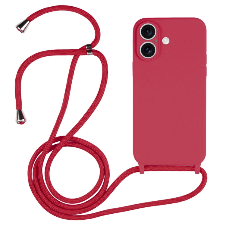 Crossbody Lanyard Liquid Silicone Case, For iPhone 16 Plus, For iPhone 16