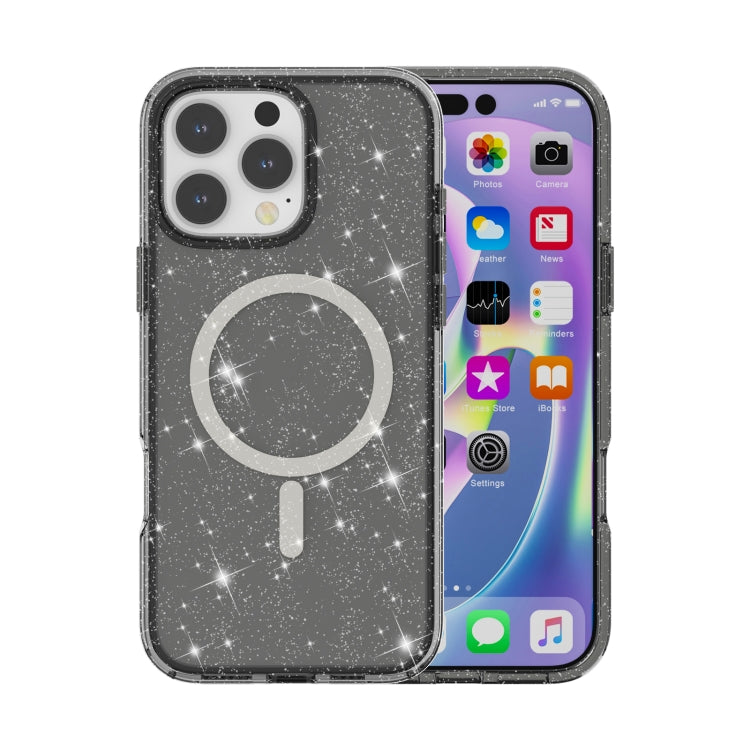 Terminator Style Glitter Powder MagSafe Magnetic Phone Case, For iPhone 16e, For iPhone 16 Pro Max, For iPhone 16 Pro, For iPhone 16 Plus, For iPhone 16, For iPhone 15 Pro Max