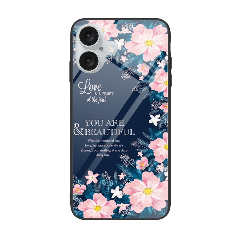 Colorful Painted Glass Phone Case, For iPhone 16 Plus, For iPhone 16