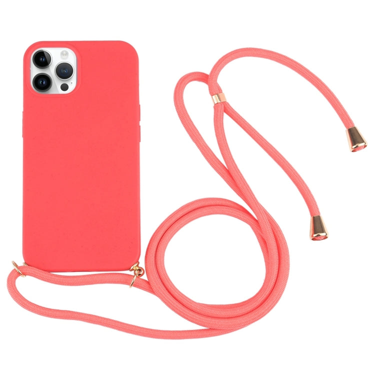 Wheat Straw TPU Shockproof Phone Case with Neck Lanyard, For iPhone 15 Pro Max, For iPhone 15 Pro, For iPhone 15 Plus, For iPhone 15