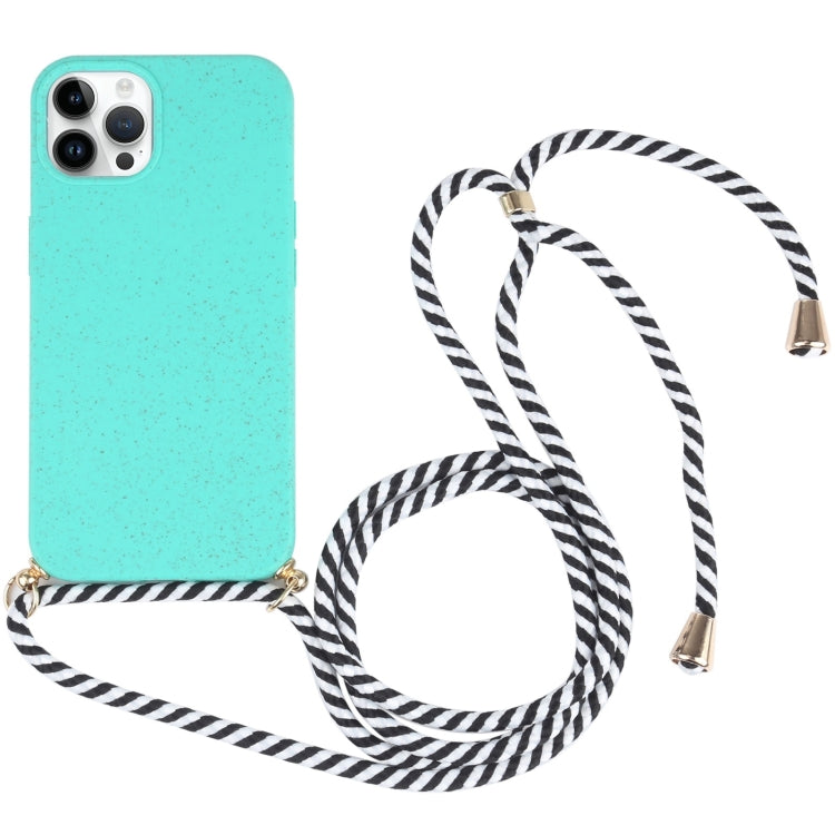 Wheat Straw TPU Shockproof Phone Case with Neck Lanyard, For iPhone 15 Pro Max, For iPhone 15 Pro, For iPhone 15 Plus, For iPhone 15