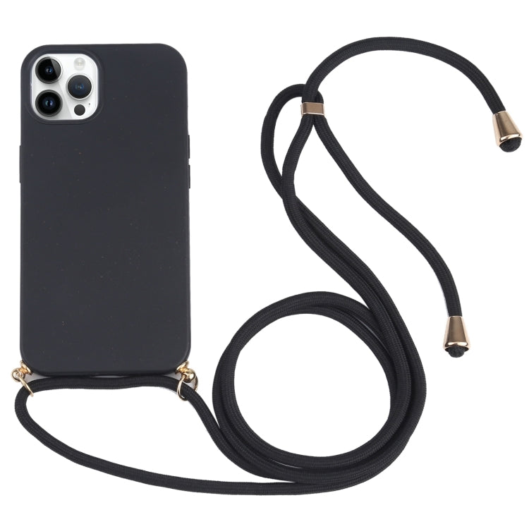 Wheat Straw TPU Shockproof Phone Case with Neck Lanyard, For iPhone 15 Pro Max, For iPhone 15 Pro, For iPhone 15 Plus, For iPhone 15