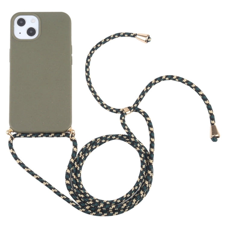 Wheat Straw TPU Shockproof Phone Case with Neck Lanyard, For iPhone 15 Pro Max, For iPhone 15 Pro, For iPhone 15 Plus, For iPhone 15