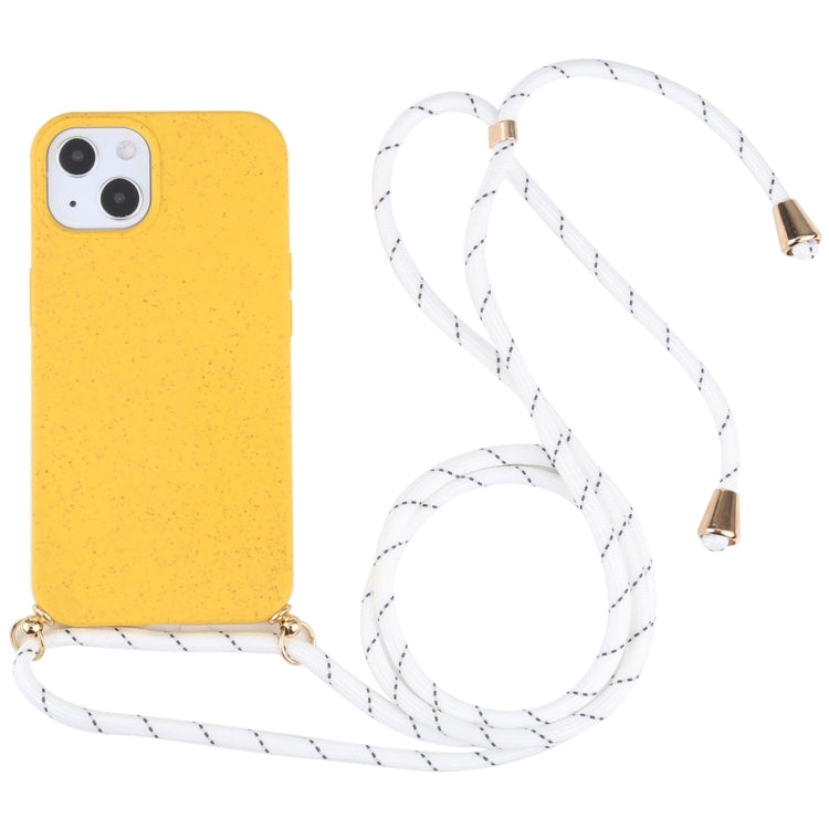 Wheat Straw TPU Shockproof Phone Case with Neck Lanyard, For iPhone 15 Pro Max, For iPhone 15 Pro, For iPhone 15 Plus, For iPhone 15