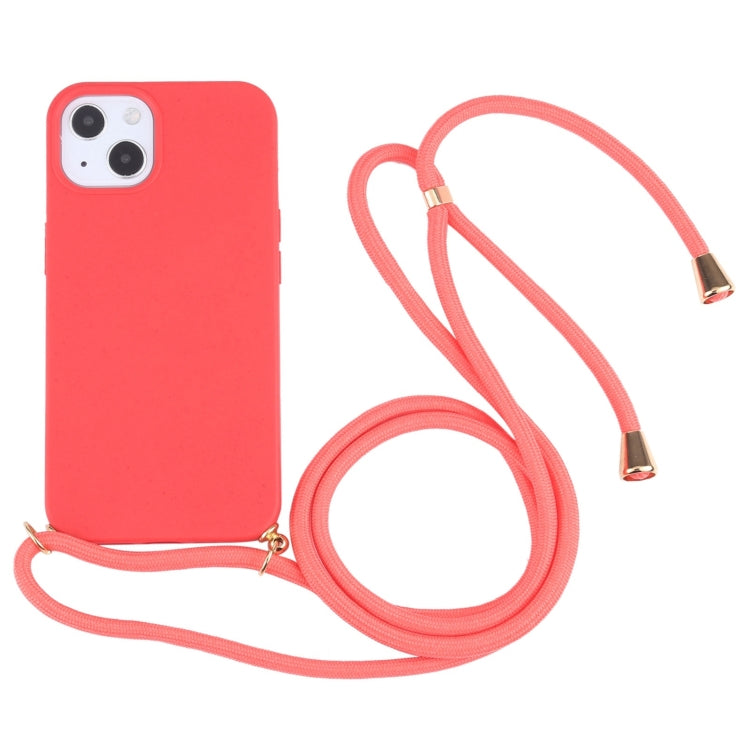 Wheat Straw TPU Shockproof Phone Case with Neck Lanyard, For iPhone 15 Pro Max, For iPhone 15 Pro, For iPhone 15 Plus, For iPhone 15