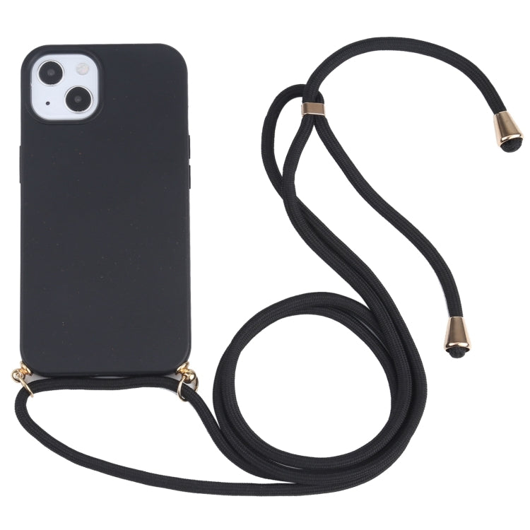 Wheat Straw TPU Shockproof Phone Case with Neck Lanyard, For iPhone 15 Pro Max, For iPhone 15 Pro, For iPhone 15 Plus, For iPhone 15