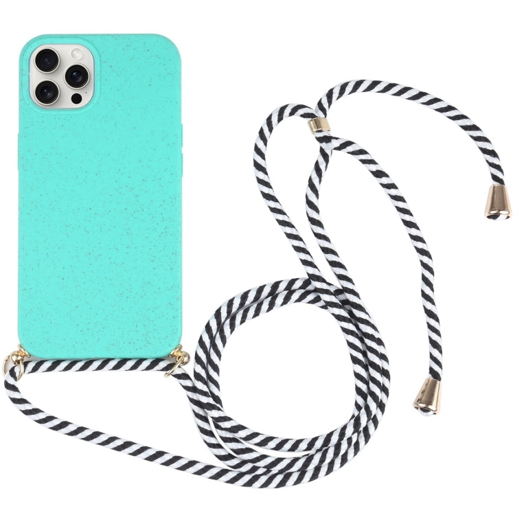 Wheat Straw TPU Shockproof Phone Case with Neck Lanyard, For iPhone 16 Pro Max, For iPhone 16 Pro, For iPhone 16 Plus, For iPhone 16