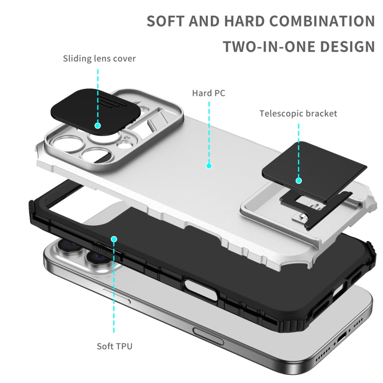 Stereoscopic Holder Sliding Camshield Phone Case, For iPhone 16 Pro Max, For iPhone 16 Pro, For iPhone 16 Plus, For iPhone 16