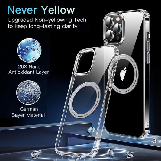 LK Crystal Clear MagSafe Magnetic Phone Case, For iPhone 16 Pro Max, For iPhone 16 Pro, For iPhone 16, For iPhone 15 Pro Max, For iPhone 15 Pro, For iPhone 15 Plus, For iPhone 15, For iPhone 14 Plus, For iPhone 14, For iPhone 14 Pro, For iPhone 14 Pro Max