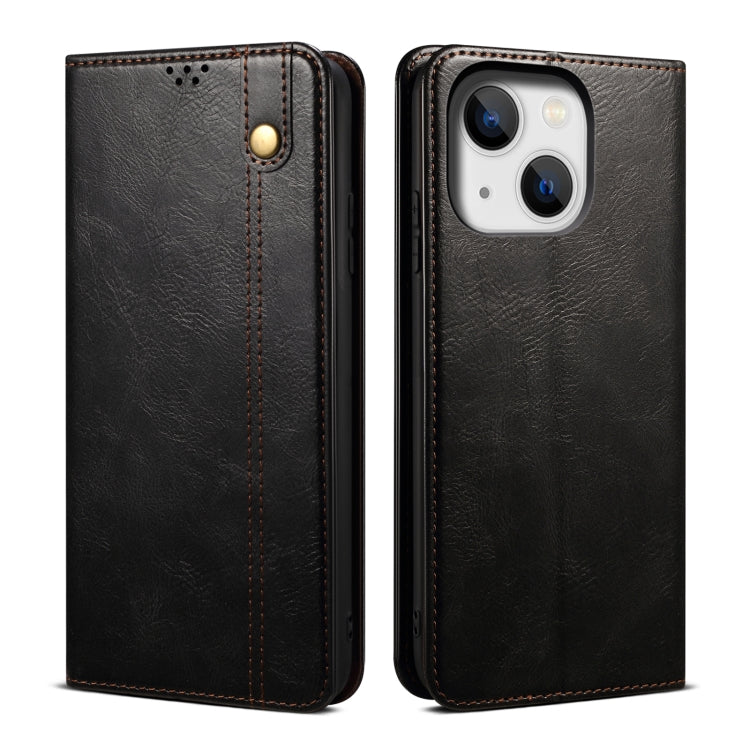 Oil Wax Crazy Horse Texture Leather Phone Case, For iPhone 15