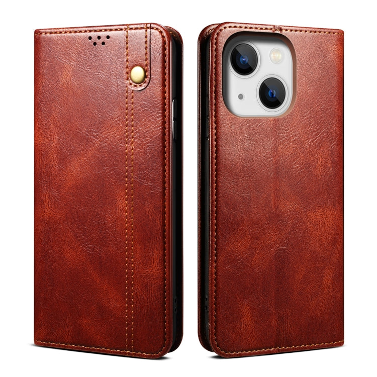 Oil Wax Crazy Horse Texture Leather Phone Case, For iPhone 15