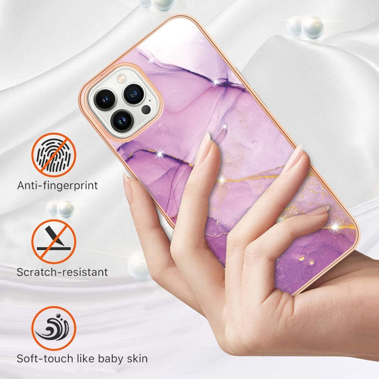 Electroplating Marble Pattern Dual-side IMD TPU Shockproof Phone Case, For iPhone 15 Pro, For iPhone 15 Plus, For iPhone 15