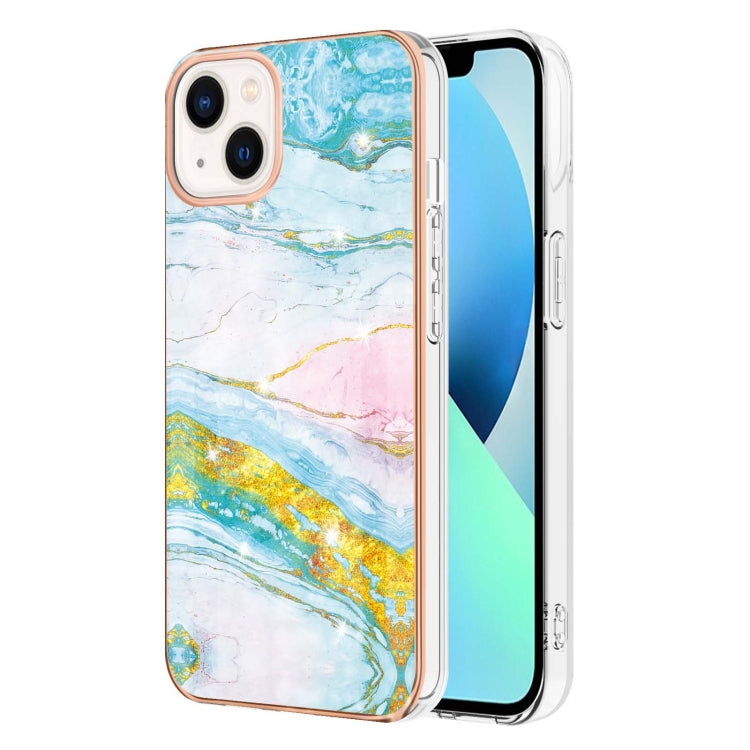 Electroplating Marble Pattern Dual-side IMD TPU Shockproof Phone Case, For iPhone 15 Pro, For iPhone 15 Plus, For iPhone 15