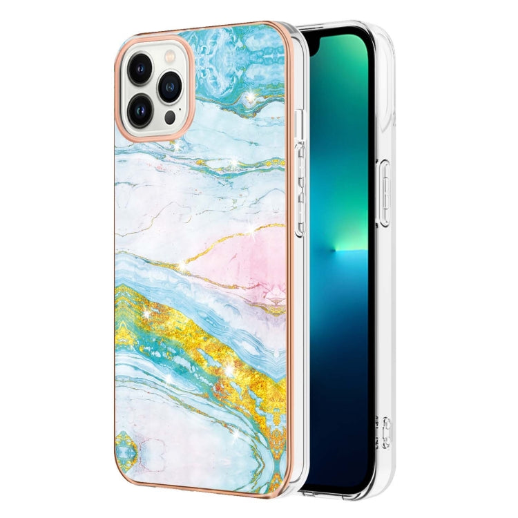 Electroplating Marble Pattern Dual-side IMD TPU Shockproof Phone Case, For iPhone 16 Pro Max, For iPhone 16 Pro, For iPhone 16 Plus, For iPhone 16, For iPhone 15 Pro Max