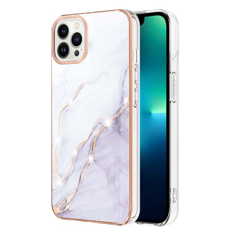 Electroplating Marble Pattern Dual-side IMD TPU Shockproof Phone Case, For iPhone 16 Pro Max, For iPhone 16 Pro, For iPhone 16 Plus, For iPhone 16, For iPhone 15 Pro Max