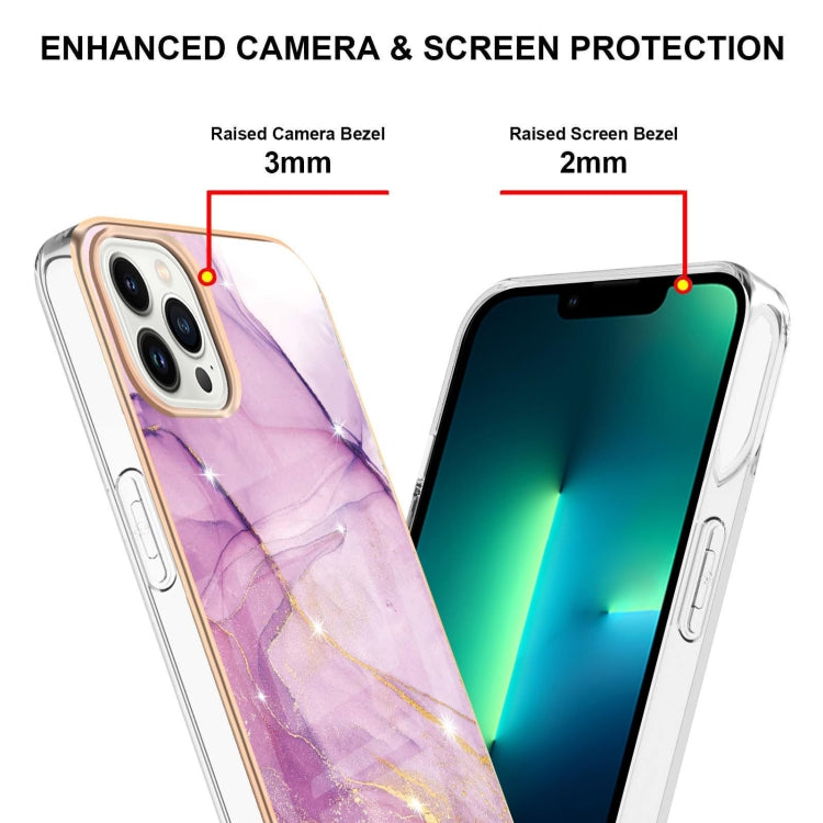 Electroplating Marble Pattern Dual-side IMD TPU Shockproof Phone Case, For iPhone 16 Pro Max, For iPhone 16 Pro, For iPhone 16 Plus, For iPhone 16, For iPhone 15 Pro Max