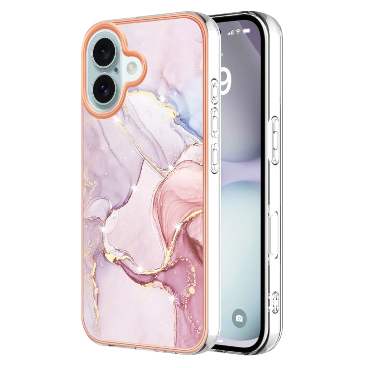 Electroplating Marble Pattern Dual-side IMD TPU Shockproof Phone Case, For iPhone 16 Pro Max, For iPhone 16 Pro, For iPhone 16 Plus, For iPhone 16, For iPhone 15 Pro Max