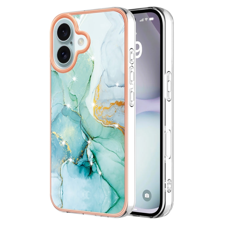 Electroplating Marble Pattern Dual-side IMD TPU Shockproof Phone Case, For iPhone 16 Pro Max, For iPhone 16 Pro, For iPhone 16 Plus, For iPhone 16, For iPhone 15 Pro Max