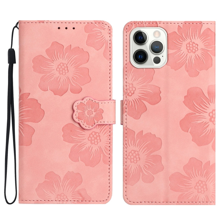 Flower Embossing Pattern Leather Phone Case, For iPhone 16e, For iPhone 16 Pro Max, For iPhone 16 Pro, For iPhone 16 Plus, For iPhone 16, For iPhone 15 Pro Max