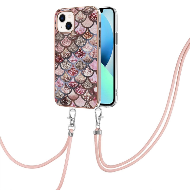 Electroplating Pattern IMD TPU Shockproof Case with Neck Lanyard, For iPhone 15 Pro, For iPhone 15 Plus, For iPhone 15