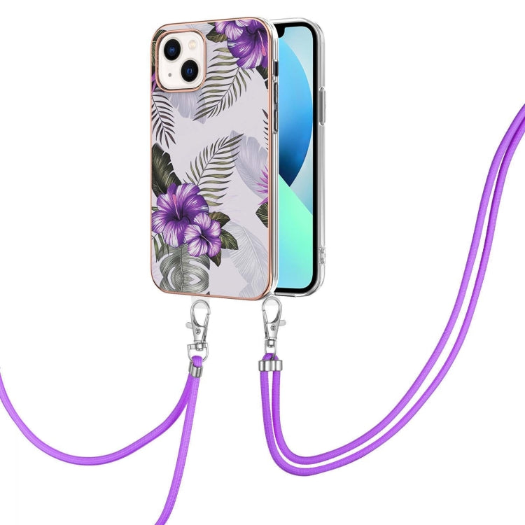 Electroplating Pattern IMD TPU Shockproof Case with Neck Lanyard, For iPhone 15 Pro, For iPhone 15 Plus, For iPhone 15