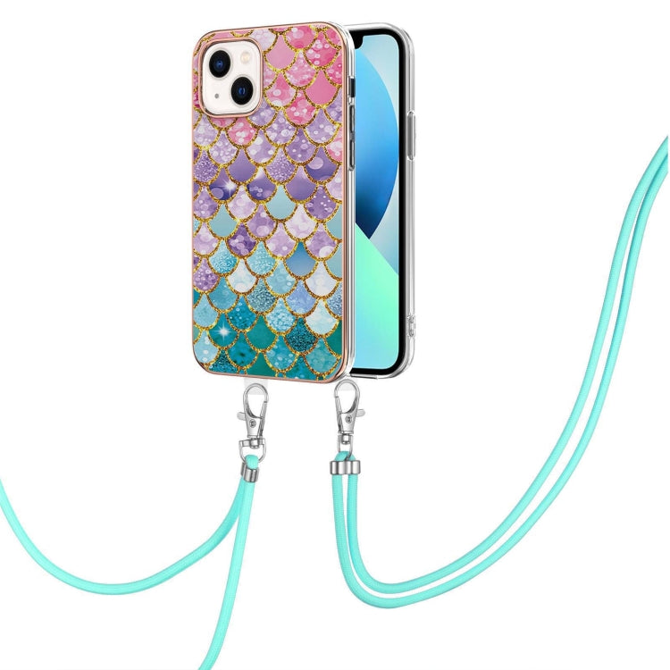 Electroplating Pattern IMD TPU Shockproof Case with Neck Lanyard, For iPhone 15 Pro, For iPhone 15 Plus, For iPhone 15