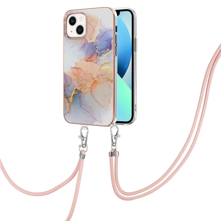 Electroplating Pattern IMD TPU Shockproof Case with Neck Lanyard, For iPhone 15 Pro, For iPhone 15 Plus, For iPhone 15