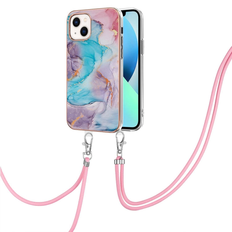 Electroplating Pattern IMD TPU Shockproof Case with Neck Lanyard, For iPhone 15 Pro, For iPhone 15 Plus, For iPhone 15