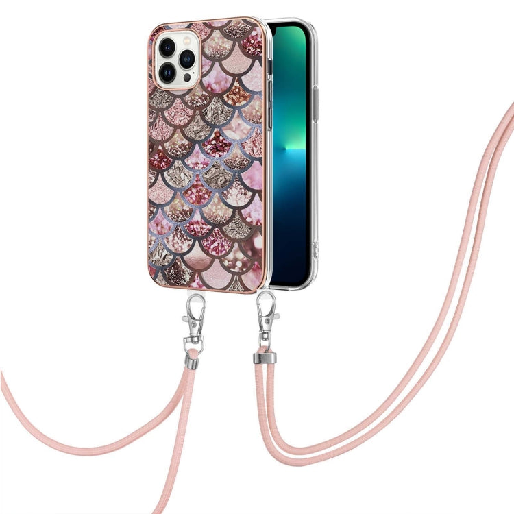 Electroplating Pattern IMD TPU Shockproof Case with Neck Lanyard, For iPhone 15 Pro, For iPhone 15 Plus, For iPhone 15