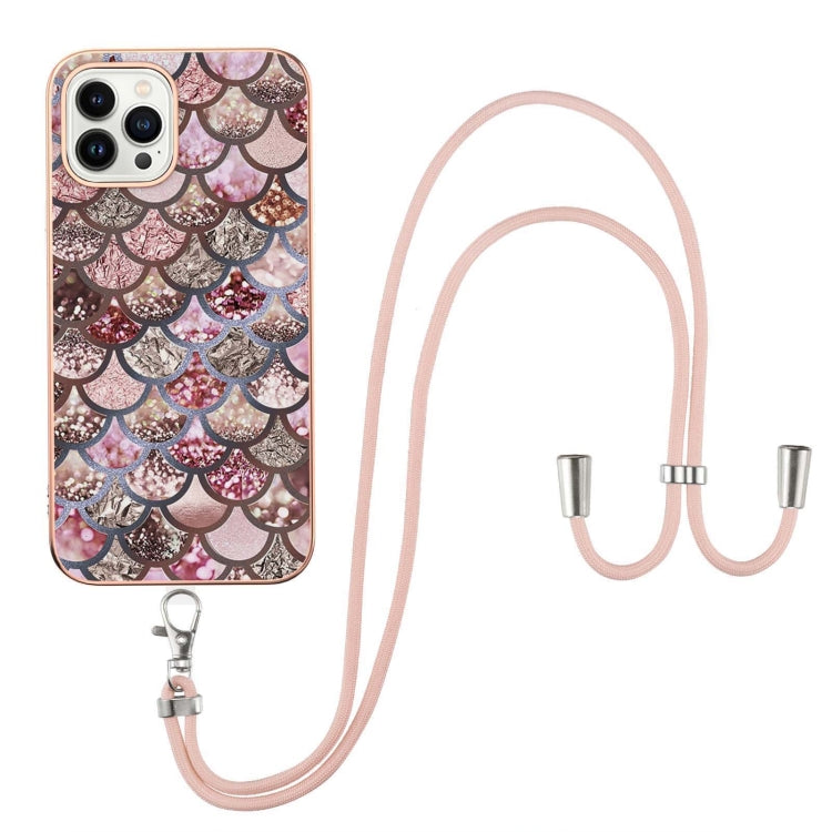 Electroplating Pattern IMD TPU Shockproof Case with Neck Lanyard, For iPhone 15 Pro, For iPhone 15 Plus, For iPhone 15