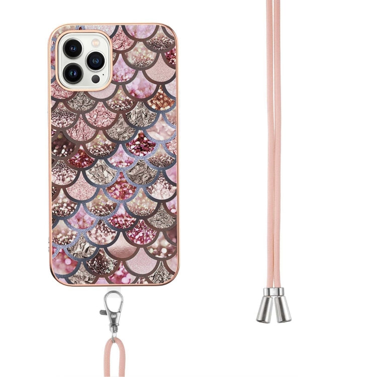 Electroplating Pattern IMD TPU Shockproof Case with Neck Lanyard, For iPhone 15 Pro, For iPhone 15 Plus, For iPhone 15