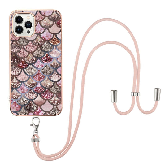 Electroplating Pattern IMD TPU Shockproof Case with Neck Lanyard, For iPhone 16 Pro Max, For iPhone 16 Pro, For iPhone 16 Plus, For iPhone 16, For iPhone 15 Pro Max