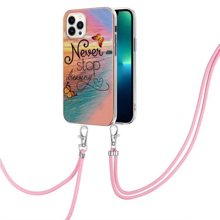 Electroplating Pattern IMD TPU Shockproof Case with Neck Lanyard, For iPhone 16 Pro Max, For iPhone 16 Pro, For iPhone 16 Plus, For iPhone 16, For iPhone 15 Pro Max