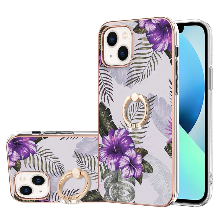 Electroplating Pattern IMD TPU Shockproof Case with Rhinestone Ring Holder, For iPhone 15 Pro, For iPhone 15 Plus, For iPhone 15