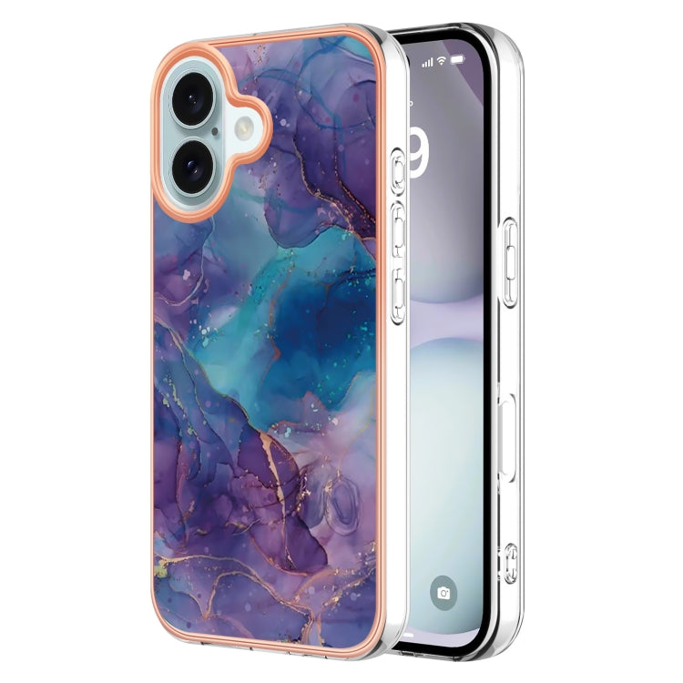 Electroplating Marble Dual-side IMD Phone Case, For iPhone 16 Pro Max, For iPhone 16 Pro, For iPhone 16 Plus, For iPhone 16, For iPhone 15 Pro Max