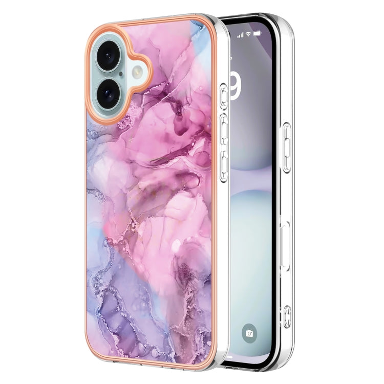 Electroplating Marble Dual-side IMD Phone Case, For iPhone 16 Pro Max, For iPhone 16 Pro, For iPhone 16 Plus, For iPhone 16, For iPhone 15 Pro Max